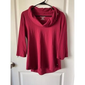 Neon Buddha Red Cowl Neck 3/4 Sleeve Tunic Top Women's Size L